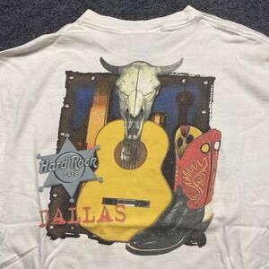Vtg 90s Hard Rock Cafe Dallas T-Shirt Made in USA Armadillo Guitar Graphic Sz XL
